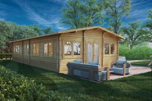Casa de madera con dos dormitorios “Valencia” 60m² | 70mm | 11x6m