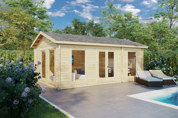 Casa de madera con baño Sweden A / 23m² / 6x4m / 70mm Casa de madera con baño Sweden A / 23m² / 6x4m / 70mm