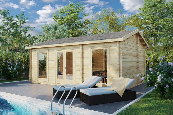Casa de madera con baño Sweden A / 23m² / 6x4m / 70mm Casa de madera con baño Sweden A / 23m² / 6x4m / 70mm