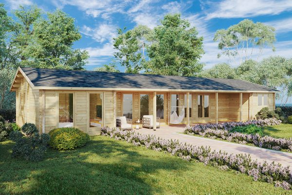 Casa de madera con tres dormitorios Holiday L / 96 m² / 18x7m /