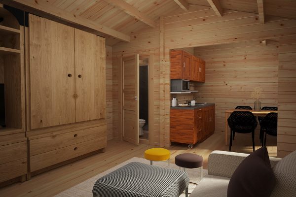 Wooden Lodge with Bathroom Sweden A 23m2 / 6 x 4 m / 70mm Wooden Lodge with Bathroom Sweden A 23m2 / 6 x 4 m / 70mm