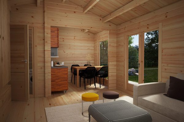 Wooden Lodge with Bathroom Sweden A 23m2 / 6 x 4 m / 70mm Wooden Lodge with Bathroom Sweden A 23m2 / 6 x 4 m / 70mm
