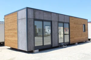 Módulo VIP diáfano forrado madera y viroc